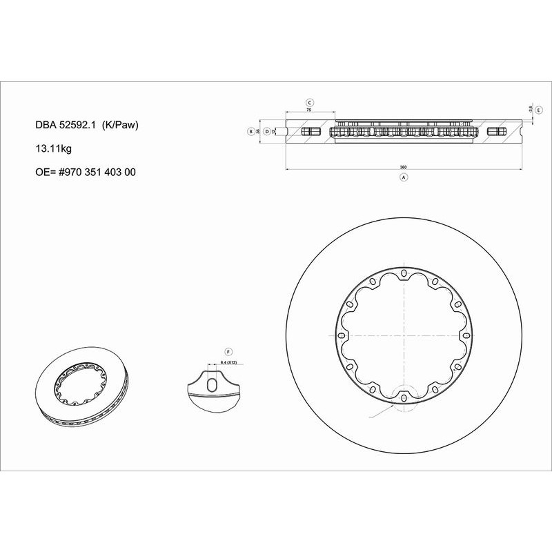 Снимка на Спирачен диск за високо натоварване DBA Australia DBA52592.1XD за Porsche Panamera (970) 3.6 4 - 300 к.с. бензин